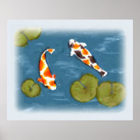 Wasserfarbe Koi Teich Poster drucken