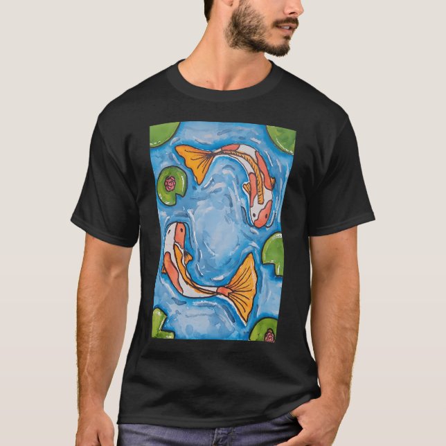 Wasserfarbe Koi-Teich T-Shirt (Vorderseite)