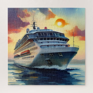 Wasserfarbe Kreuzschiff Sonnenuntergang Puzzle