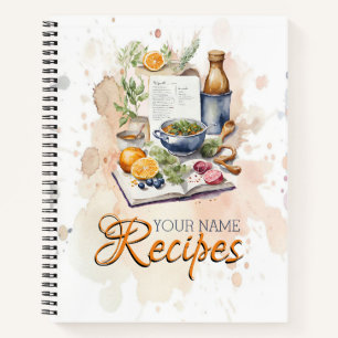 Wasserfarbe Küche Rezept Modernes Kochbuch Notizbuch