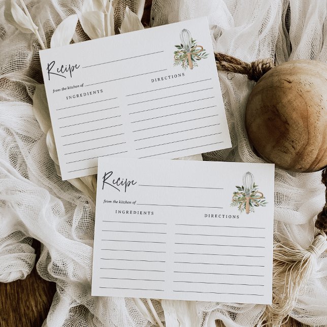 Wasserfarbe Küche Whisk Brautparty Rezeptkarte Postkarte (Von Creator hochgeladen)