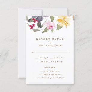 Wasserfarbe Kunst Florals Hochzeit getrunken RSVP Karte