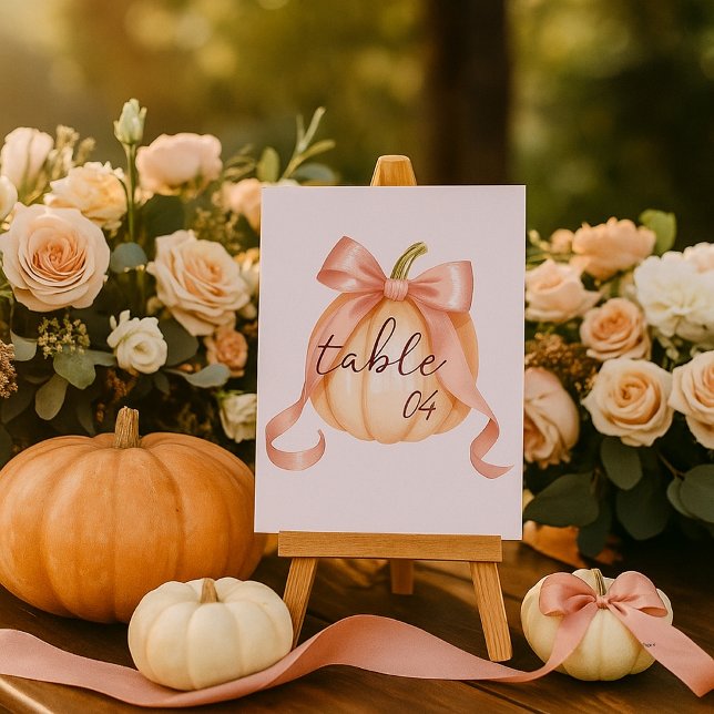 Wasserfarbe Kürbis Rosa Tischnummer Zeichen (Von Creator hochgeladen)