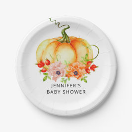 Wasserfarbe Kürbisfall Babydusche Pappteller