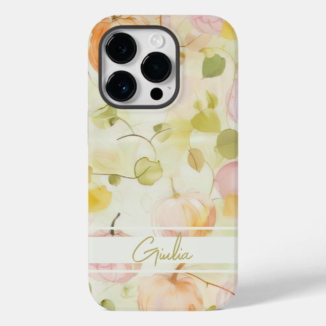 Wasserfarbe Kürbisfall-Design mit Namen Case-Mate iPhone Hülle (Rückseite)