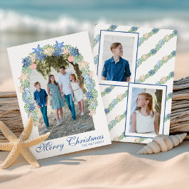 Wasserfarbe Küste Weihnachtsgarten Foto Feiertagskarte