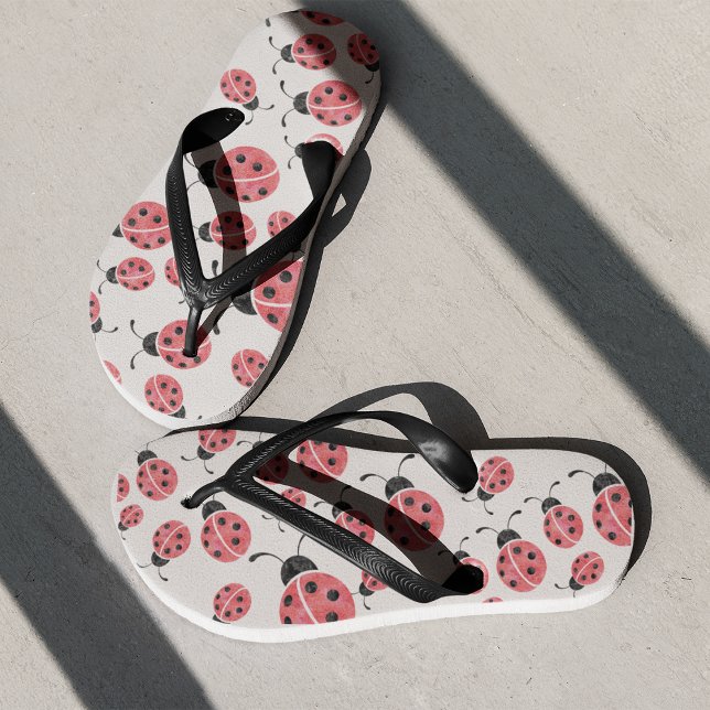 Wasserfarbe Ladybug Druckflöten Flip Flops (Von Creator hochgeladen)