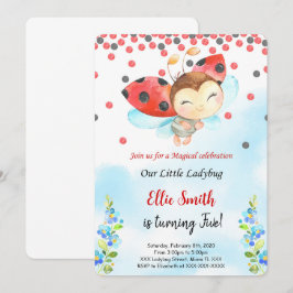 Wasserfarbe Ladybug Einladung zum Geburtstag