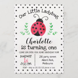 Wasserfarbe Ladybug Einladung zum Geburtstag