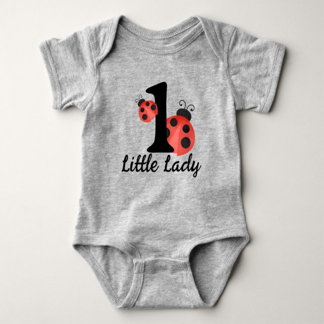 Wasserfarbe Ladybug Little Lady Birthday Bodysuit Baby Strampler (Vorderseite)