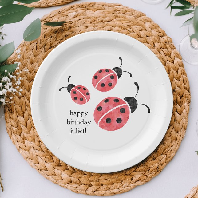 Wasserfarbe Ladybug Personalisiert Paper Teller (Von Creator hochgeladen)