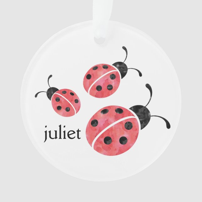 Wasserfarbe Ladybug Personalisiertes Ornament (Vorderseite)