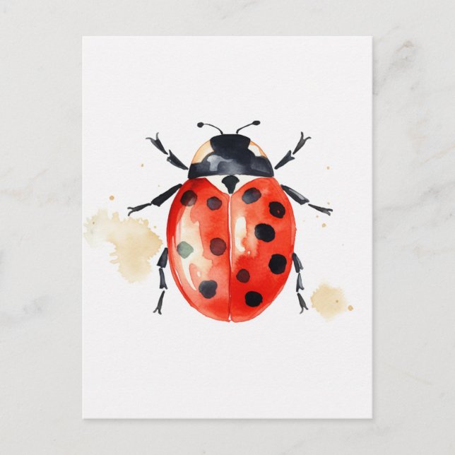 Wasserfarbe Ladybug Postkarte (Vorderseite)