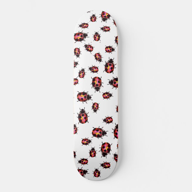 Wasserfarbe Ladybugs Muster Skateboard (Vorderseite)