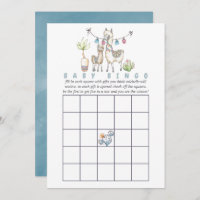 Wasserfarbe Lama Thema Baby Dusche Bingo