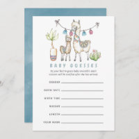 Wasserfarbe Lama Thema Baby Shower Guessing Game