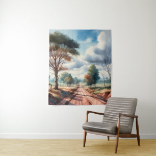 Wasserfarbe Landschaft Wandteppich