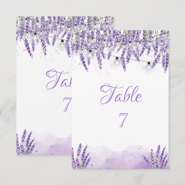 Wasserfarbe Lavendel Lichterkette E Einladung (Vorne/Hinten)