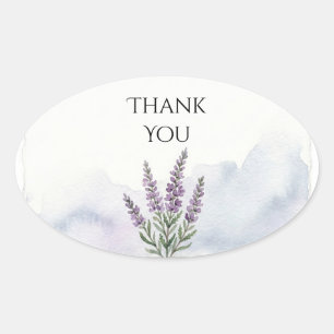 Wasserfarbe-Lavendelzweig-Hochzeitsaufkleber Ovaler Aufkleber