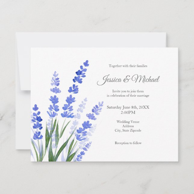 Wasserfarbe Lavender Bouquet Einladung (Vorderseite)