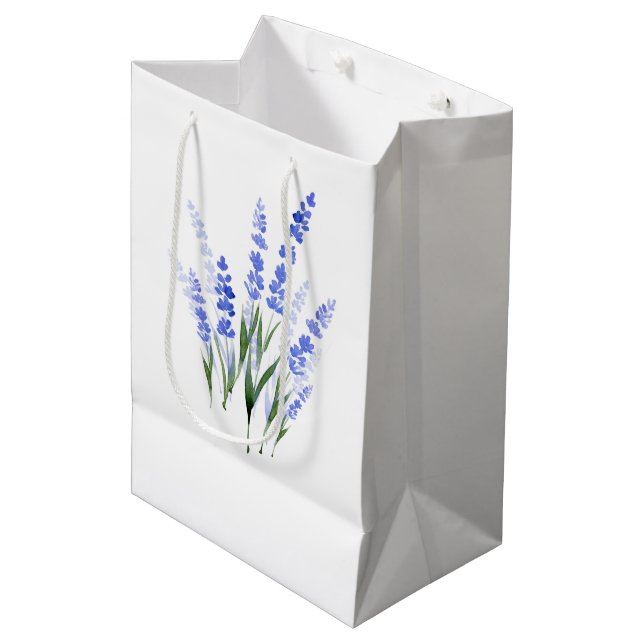 Wasserfarbe Lavender Bouquet Mittlere Geschenktüte (Vorderseite Schrägansicht)