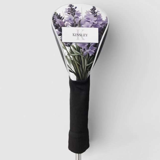 Wasserfarbe Lavender Bouquet Personalisiert Golf Headcover (Vorderseite)