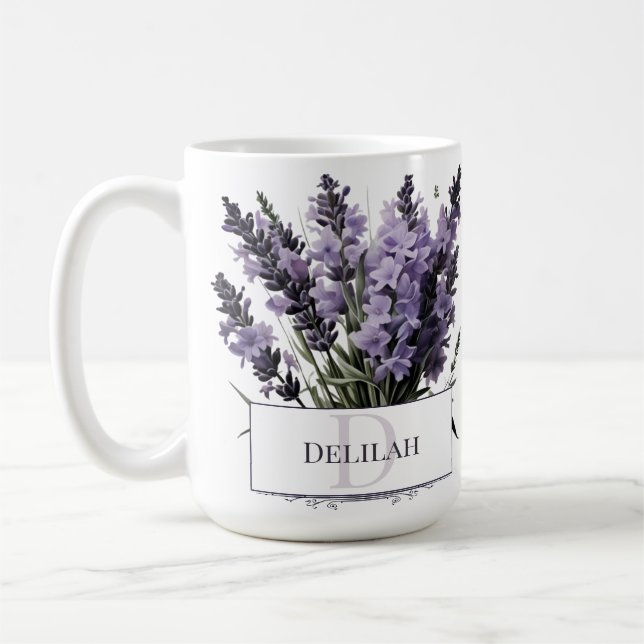 Wasserfarbe Lavender Bouquet Personalisiert Kaffeetasse (Links)
