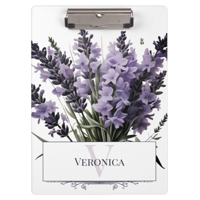 Wasserfarbe Lavender Bouquet Personalisiert Klemmbrett (Vorderseite)