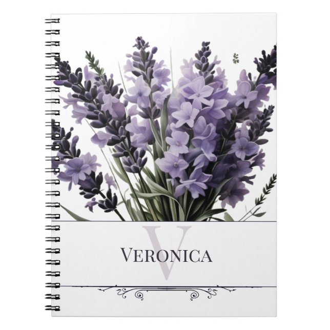 Wasserfarbe Lavender Bouquet Personalisiert Notizblock (Vorderseite)
