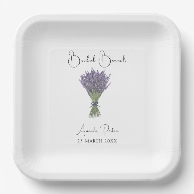 Wasserfarbe Lavender Bridal Brunch Pappteller (Vorderseite)