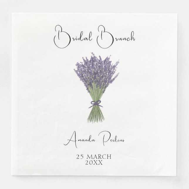 Wasserfarbe Lavender Bridal Brunch Serviette (Vorderseite)