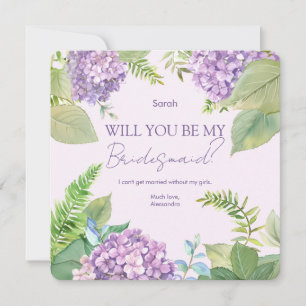 Wasserfarbe Lavender Hydrangea Wedding Bridesmaid Einladung