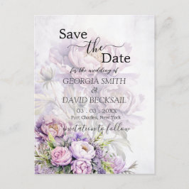 Wasserfarbe Lavender Peony Save the Date Postkarte