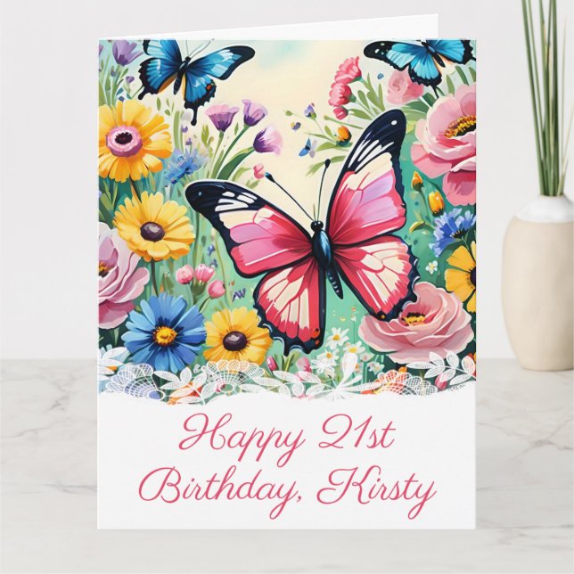 Wasserfarbe Lebende Frühlingsblumen Geburtstag Karte (Vorderseite)