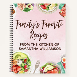 Wasserfarbe Lebensmittel rosa Koch Geschenkrezeptu Notizbuch