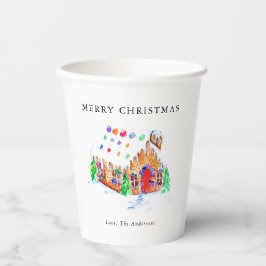 Wasserfarbe Lebkuchen Haus Frohe Weihnachten Kunst Pappbecher