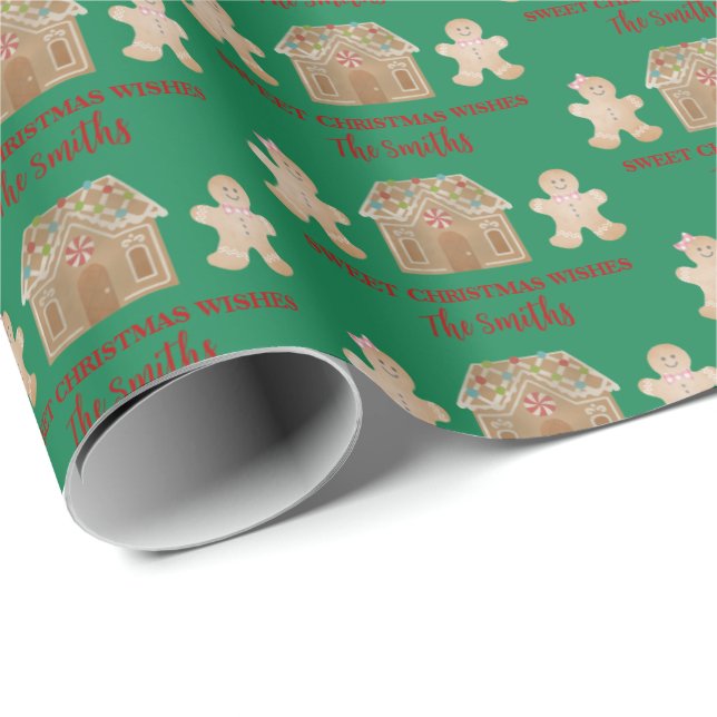 Wasserfarbe Lebkuchen Süße Weihnachtswünsche Geschenkpapier (Rolleneckpunkt)