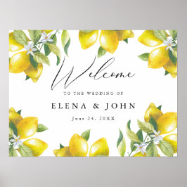 Wasserfarbe Lemon Blossom Hochzeit Begrüßungszeich Poster