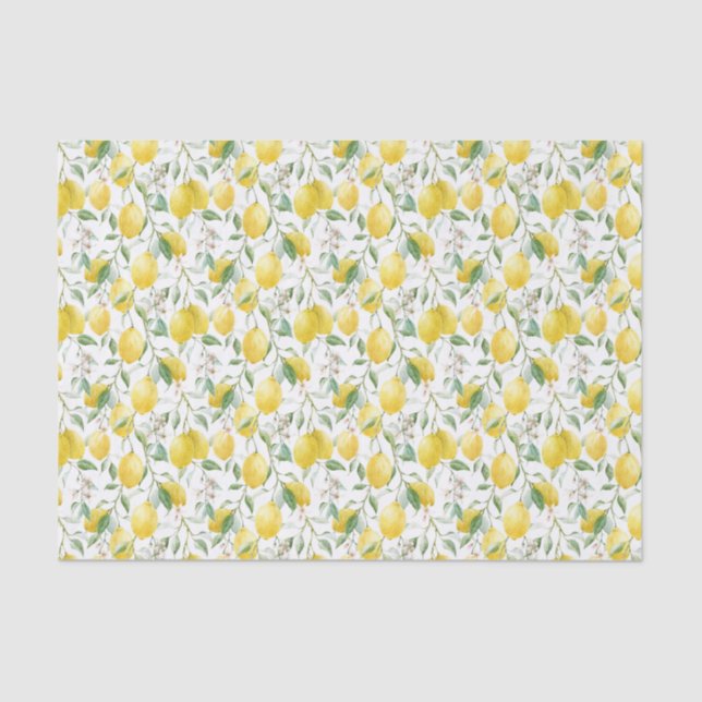 Wasserfarbe Lemon Bouquet Sommermuster Seidenpapier (Vorderseite)