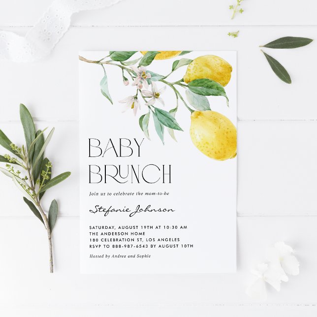 Wasserfarbe Lemon Bouquet Summer Baby Brunch Einladung (Von Creator hochgeladen)