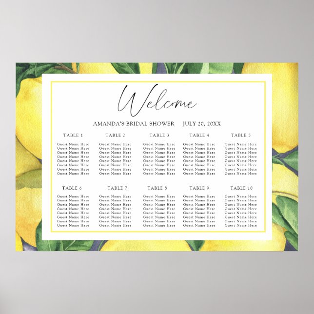 Wasserfarbe Lemon CITRUS Hochzeitskarte Poster (Vorne)