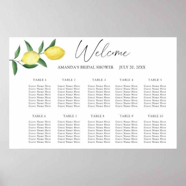 Wasserfarbe Lemon CITRUS Hochzeitskarte Poster (Vorne)