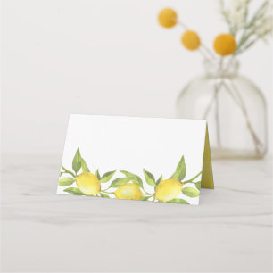 Wasserfarbe Lemon Grüne Landschaft Garland Hochzei Platzkarte