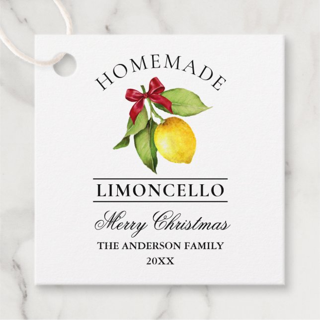 Wasserfarbe Lemon Homemade Limoncello Weihnachtsfe Geschenkanhänger (Vorderseite)