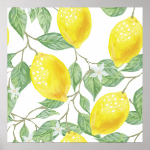 Wasserfarbe Lemon Küche Dekoration Art Poster