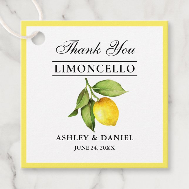 Wasserfarbe Lemon Limoncello Geschenkanhänger (Vorderseite)