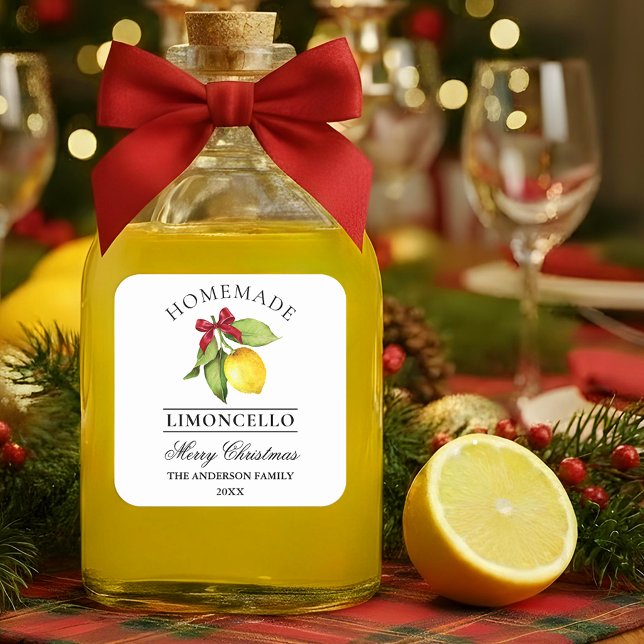 Wasserfarbe Lemon Weihnachten Quadratischer Aufkleber (Customize to change text size or text style.)