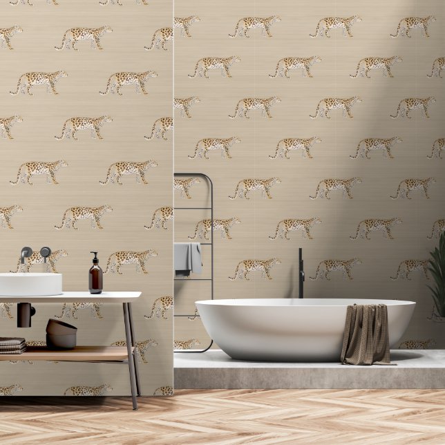 Wasserfarbe Leopard Tapete (Badezimmer)