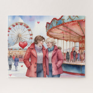 Wasserfarbe Lesbisch Valentine Puzzle