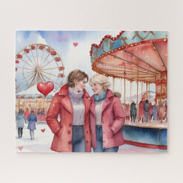Wasserfarbe Lesbisch Valentine Puzzle (Horizontal)